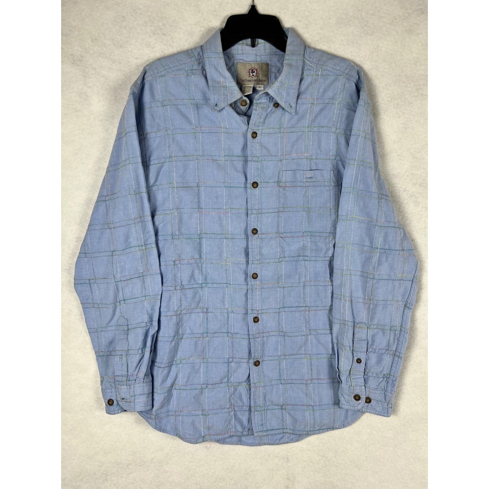 The Territory Ahead Vintage Mens XL Blue Embroidered Long Sleeve Button Down